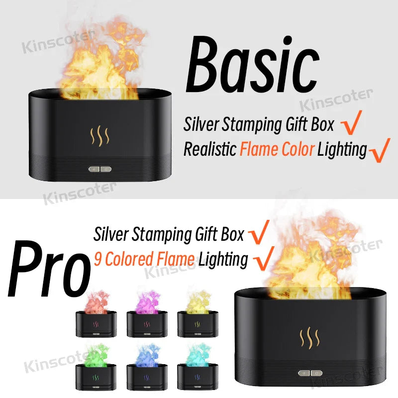 USB Desktop Flame Aroma Diffuser Humidifier 7 Colors Simulation Light Aromatherapy Air Purifier for