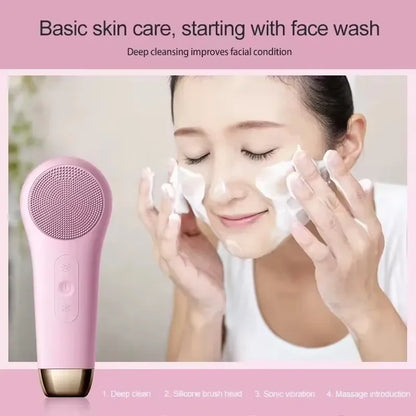 Electric Face Cleanser Facial Cleansing Brush Silicone Ultrasonic Vibration Deep Pores Blackhead Cleaning Washing Skin Massager