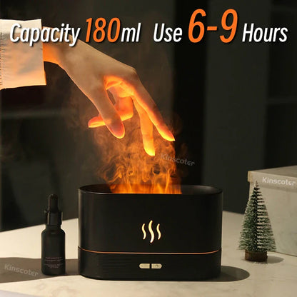 USB Desktop Flame Aroma Diffuser Humidifier 7 Colors Simulation Light Aromatherapy Air Purifier for